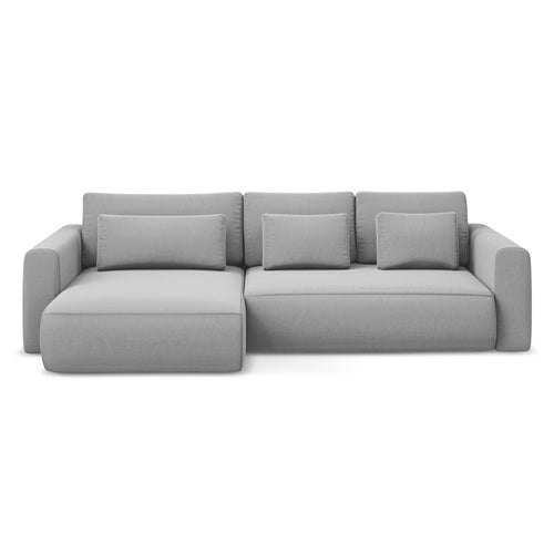 LaMiaSofa hoekbank links Perugia - velours - grijs - 278x149x82