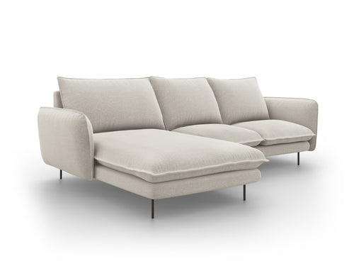 Cosmopolitan Design linker hoekbank Vienna 5-zits, structurele stof, lichtbeige - 170x255x95cm