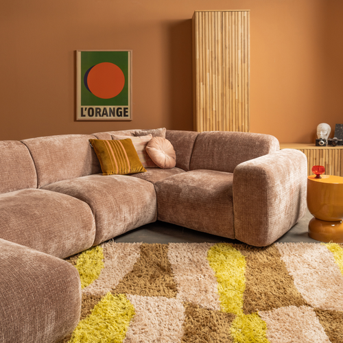 WOOOD vloerkleed grafisch dessin Musa - Naturel/Geel - 170x240 cm