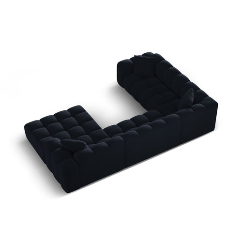 Cosmopolitan Design - Panoramische hoekbank links Treno 4-zits, flueel donkerblauw - 240x330x70cm