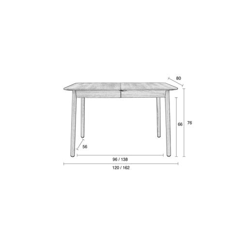 Zuiver Glimps Uitschuifbare Eettafel  120/162x80 cm Hout Walnoot - Bruin - vtwonen shop