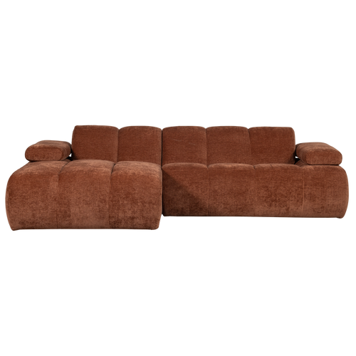 WOOOD chaise longue links Mojo - Geweven Ribstof - Roestbruin - vtwonen shop