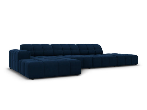 Cosmopolitan Design linker hoekbank Chicago 5-zits, flueel koningsblauw - 167x348x78cm