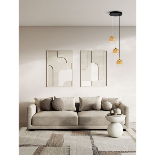 Nova Luce ORENDA Hanglamp met clusterdesign, champagnekleur, messinggoud, matzwart, Triac dimbare LED 15W 750lm 3000K