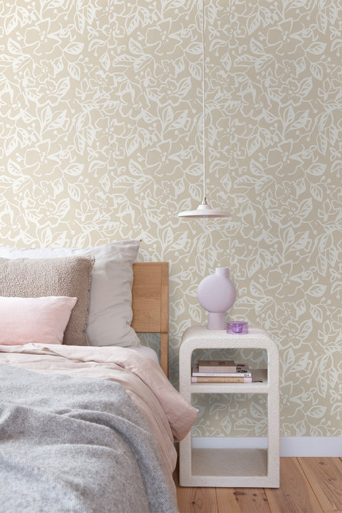 ESTAhome behang bladeren en bloemen lichtbeige - 50 x 900 cm - 131371 - vtwonen shop