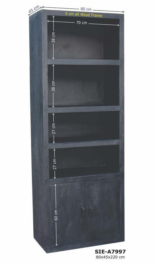 Giga Meubel Wandkast Xander - Zwart Mangohout - 80x45x220cm