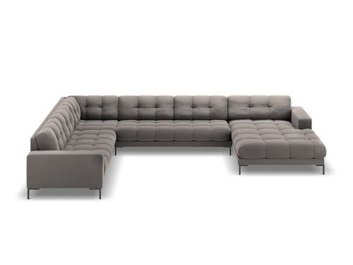Cosmopolitan Design Panoramische hoekbank links Bali 7-zits, flueel, lichtgrijs - 256x327x75cm