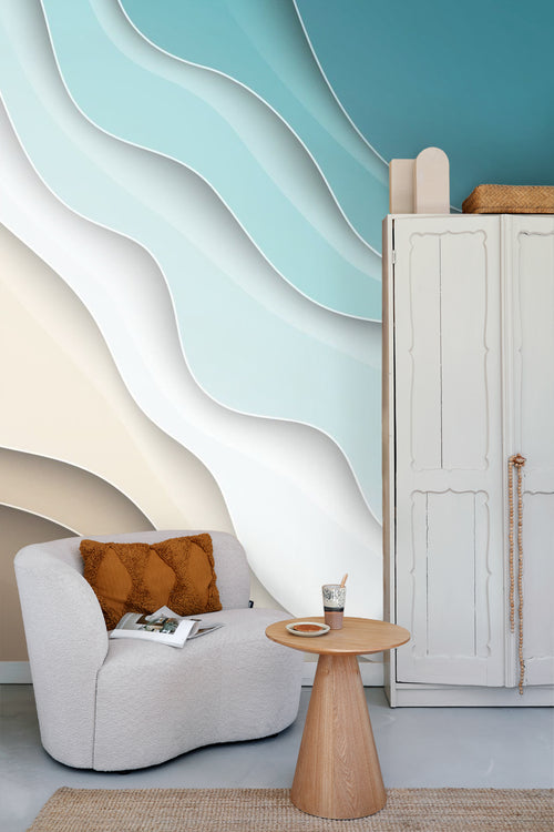 Sanders & Sanders fotobehang figuratief motief beige en blauw - 375 x 270 cm - 600981 - vtwonen shop