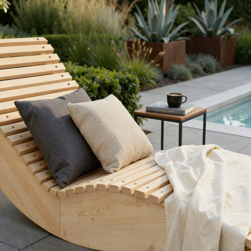HOME DELUXE Golvend houten ligstoel WOLGA - 60 cm