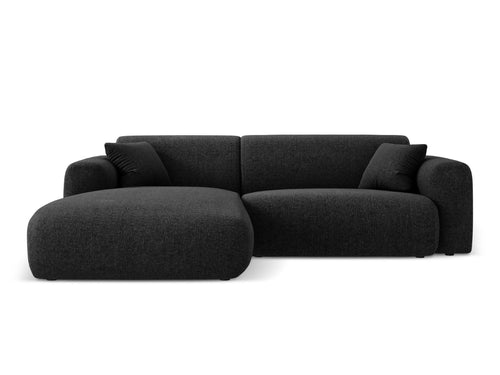 Cosmopolitan Design linker hoekbank Nolio 4-zits, chenille, zwart - 170x235x72cm