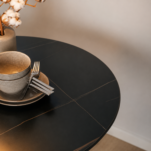Lisomme Marly ronde eettafel keramiek zwart - Ø90x75 cm