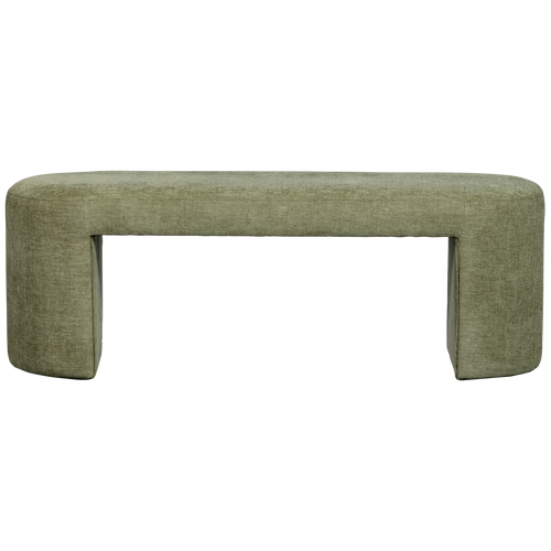 WOOOD bankje Jacos- Chenille - Olive Green - 46x130x46 - vtwonen shop