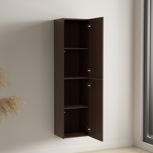LOMAZOO badkamermeubel Rovani - zwevend met ribbelfront & witte wastafel - walnoot - 100 cm