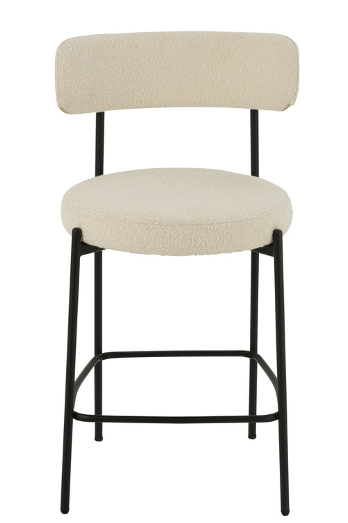 J-Line barstoel Bouclé - multiplex/polyester - wit/zwart