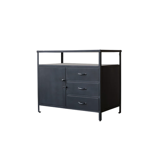 Tikamoon Massief mangohouten en metalen badmeubel 95 cm - Zwart