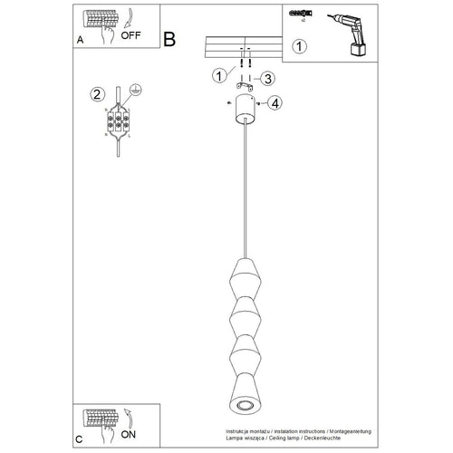 Sollux Lighting Hanglamp KUBBE groot R - 10x10x200cm