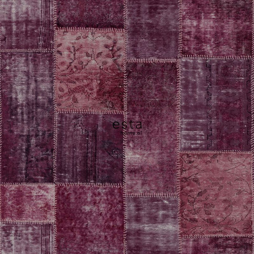 ESTAhome behang Marrakech kelim patchwork tapijt bordeaux rood - 53 cm x 10.05 m - 148653