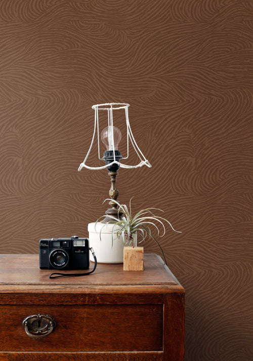 ESTAhome behang 3d golvende lijnen terracotta - 50 x 900 cm - 131368 - vtwonen shop