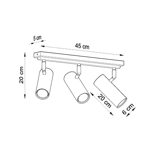 Sollux Lighting Plafondlamp DIREZIONE 3 wit - 45x6x20cm