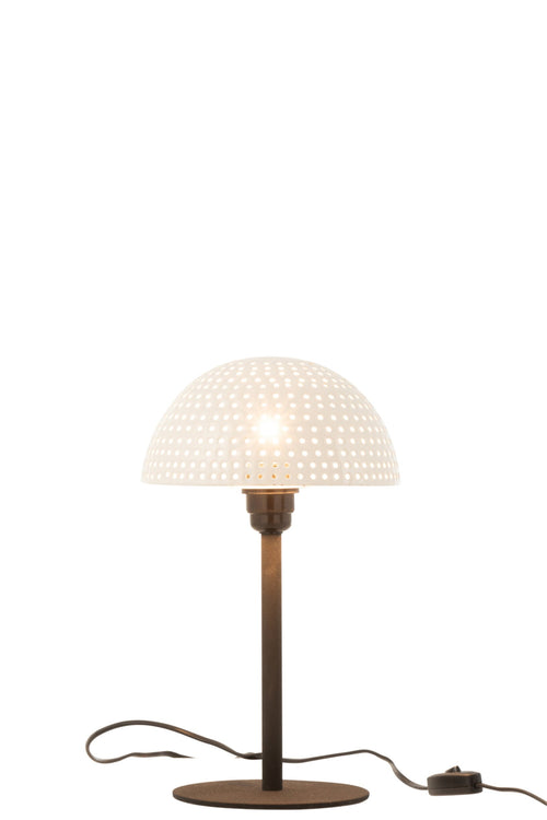 J-Line tafellamp Paddenstoel Bolletjes - metaal - wit/zwart - small