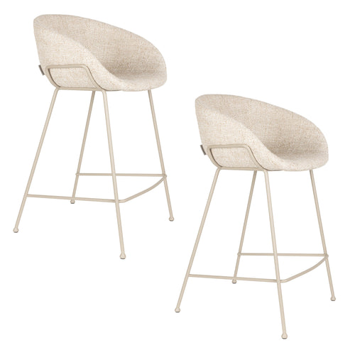 Zuiver Feston  barkruk 65 cm Beige - Set van 2