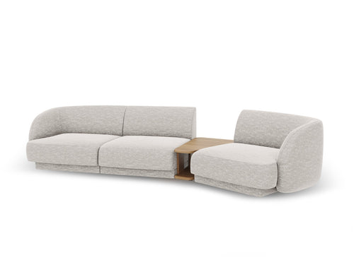 Micadoni Rechte modulaire bank Miley 3-zits, structurele stof geld - 126x303x70cm
