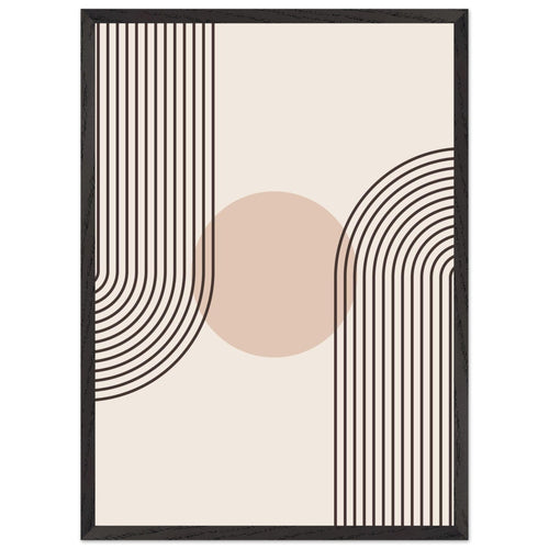 Artfulprints Poster met Lijst Boho – Retro wave   - 50x70 cm - Grijs