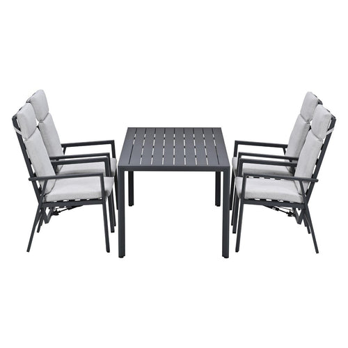 Garden Impressions Kasper tuinset 5-delig - tuintafel 160x84 cm donker grijs