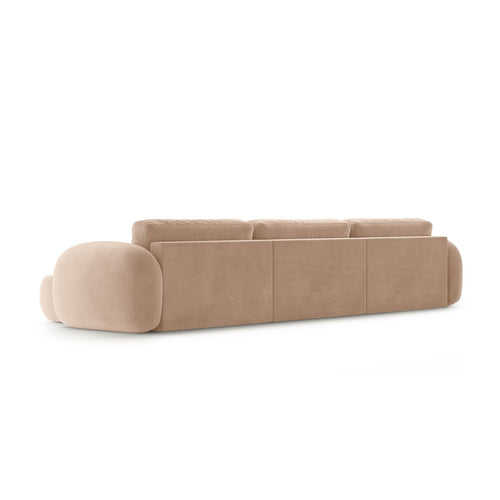 Cosmopolitan Design - Converteerbare panoramische rechte bank met opbergdoos Tonale 5-zits, flueel beige amandel - 149x362x88cm