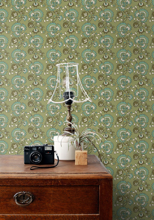 ESTAhome behang vintage bloemen groen - 50 x 900 cm - 131819