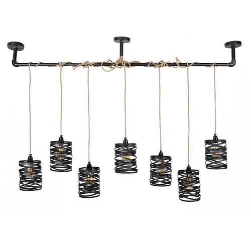 Giga Meubel Hanglamp Twist XL - Zwart Metaal - 7-Lichts - 157x15x150cm - vtwonen shop