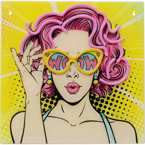 Kare Design Schilderij LED komieks vrouw 39x39cm