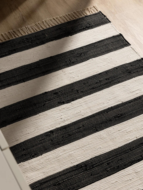 benuta loper van gerecycled materiaal Tom - zwart/wit - 70x200 cm
