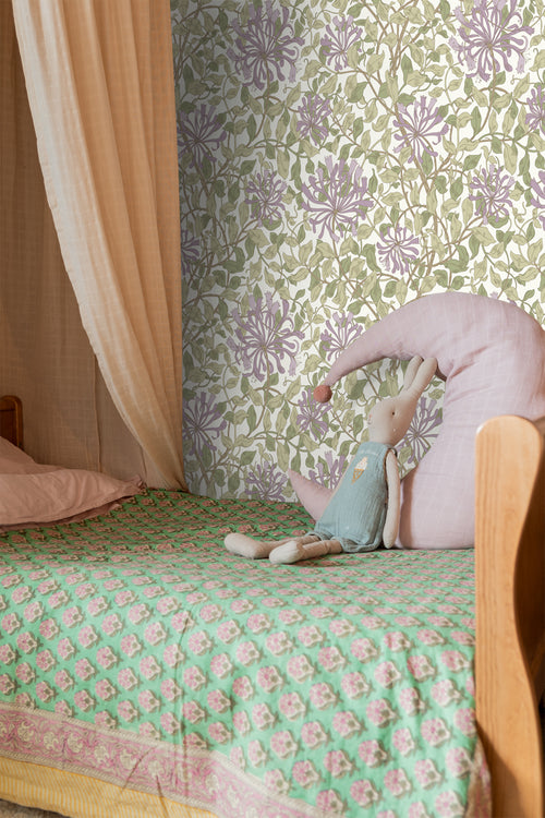 ESTAhome behang bloemen groen en paars - 50 x 900 cm - 131030 - vtwonen shop