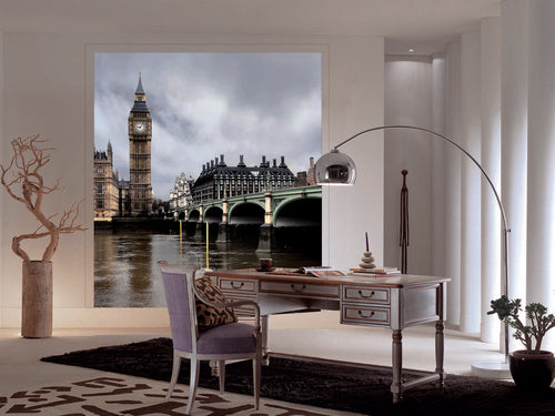 Sanders & Sanders fotobehang Londen beige, grijs en groen - 180 x 202 cm - 600633