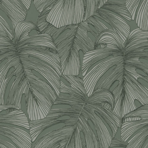 Origin Wallcoverings behang 3D-motief bladeren vergrijsd groen - 50 x 900 cm - 347919 - vtwonen shop