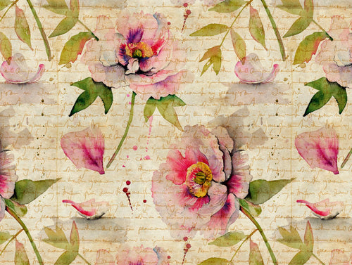 One Wall one Role fotobehang bloemmotief beige, groen en roze - 371 x 280 cm - AS-382761