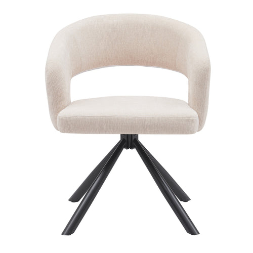 DÉJA Living Eetkamerstoel Elle - Stof/Metaal - Beige - Set van 2