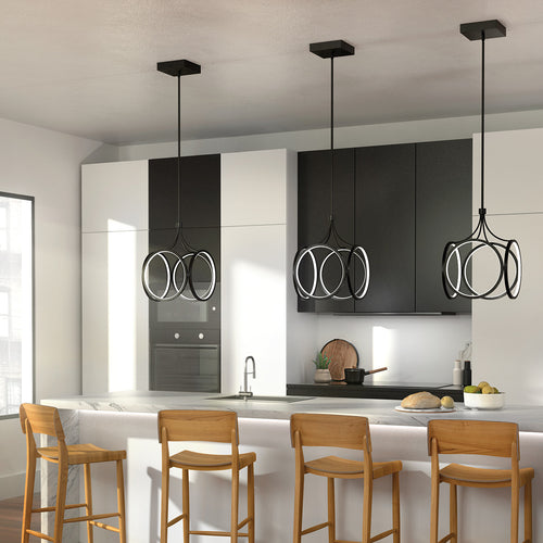 Elstead Kichler Ciri Geïntegreerde LED hanglamp, mat zwart, 3000K