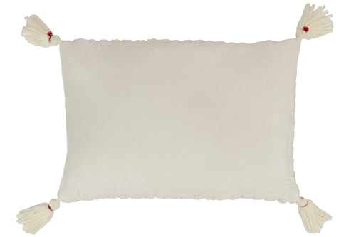 J-Line kussen Gehaakt Kwast - polyester/acryl - wit - vtwonen shop