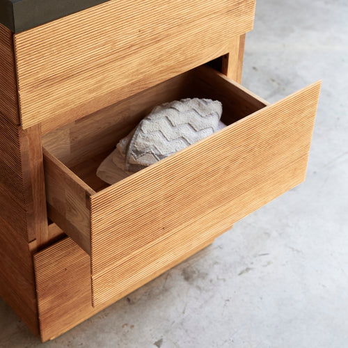 Tikamoon Massief eikenhouten en lavastenen badkamermeubel 60 cm - Naturel - vtwonen shop