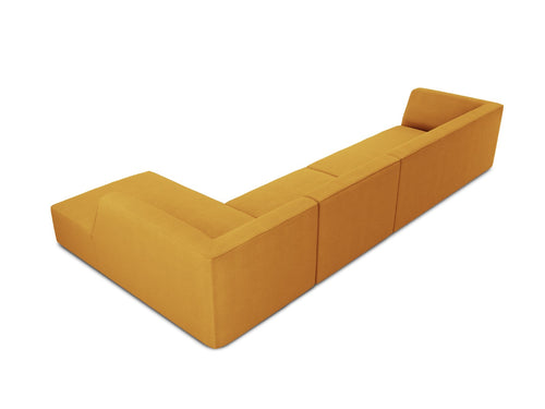 Micadoni rechter hoekbank Ruby 5-zits, structurele stof, geel - 180x366x69cm