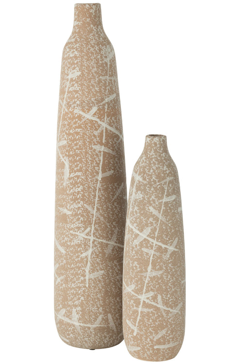 J-Line vaas Dune Smal - keramiek - beige/wit - large - 69.5 cm hoog