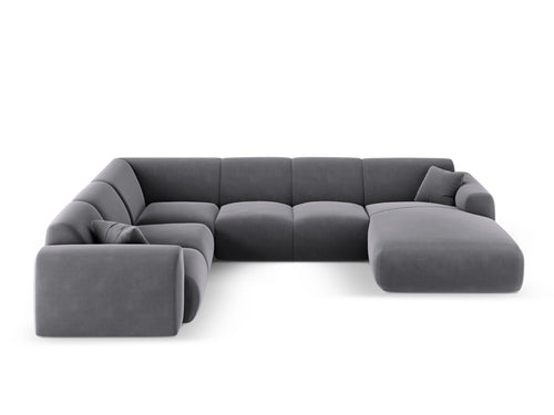 Cosmopolitan Design Panoramische hoekbank links Nolio 6-zits, flueel donkergrijs - 252x342x72cm