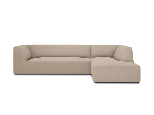 Micadoni rechter hoekbank Ruby 4-zits, structurele stof, donkerbeige - 180x273x69cm