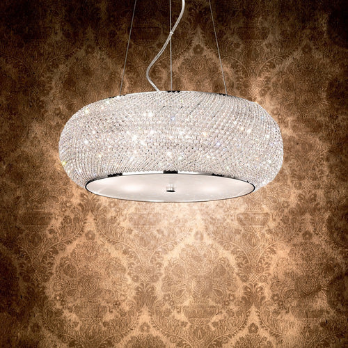 Ideal Lux Pasha' - 10-lichts plafondlamp chroom met kristallen, E14