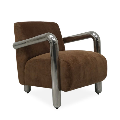 DÉJA Living Fauteuil Tolga - Bruin/Chrome Stof - 70x85x75cm - vtwonen shop