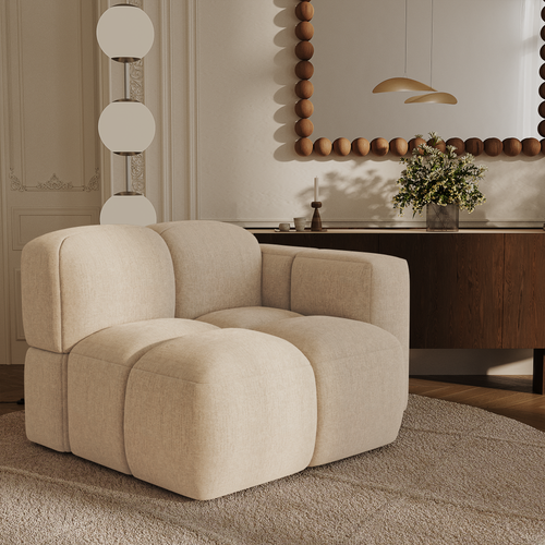 Premium Interiors - Rechthoekmodule MOSS - fluweel met structuur beige 90cm