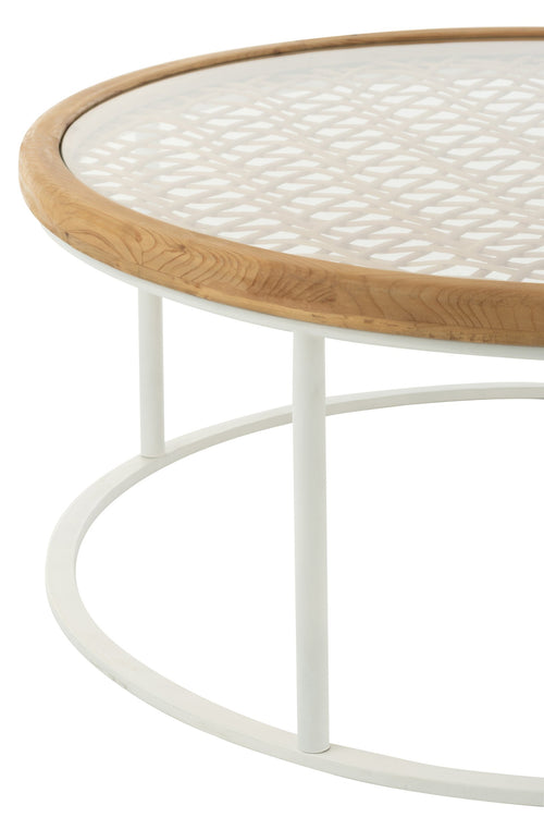 J-Line salontafel Mati - sparhout/metaal - naturel/wit