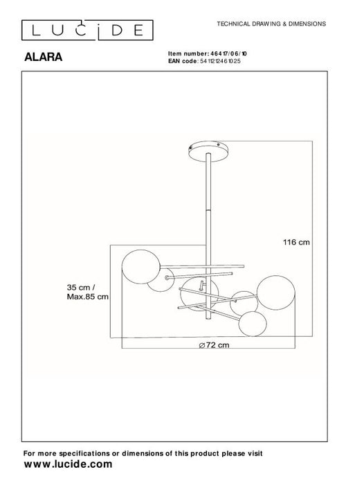 Lucide hanglamp ALARA - 6xG4 - Goud - vtwonen shop